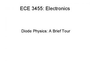 ECE 3455 Electronics Diode Physics A Brief Tour