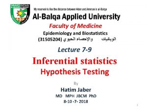 Faculty of Medicine Epidemiology and Biostatistics 31505204 Lecture