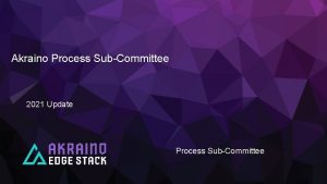 Akraino Process SubCommittee 2021 Update Process SubCommittee Currently