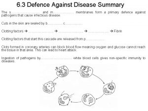 6 3 Defence Against Disease Summary The s