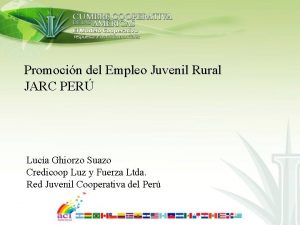 Promocin del Empleo Juvenil Rural JARC PER Luca