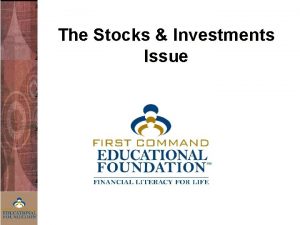 The Stocks Investments Issue Principles Discussed Stocks Stock