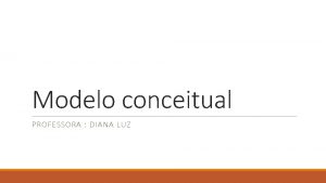 Modelo conceitual PROFESSORA DIANA LUZ Modelo conceitual Introduo
