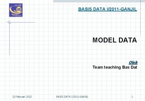 BASIS DATA I2011 GANJIL MODEL DATA Oleh Team