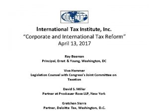 International Tax Institute Inc Corporate and International Tax