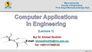 Minia University Faculty of Engineering Prod Eng Mechanical