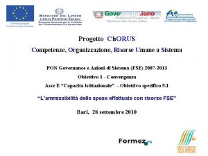 Progetto Ch ORUS Competenze Organizzazione Risorse Umane a