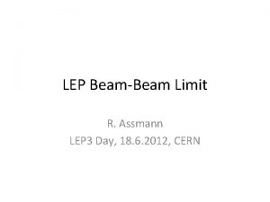 LEP BeamBeam Limit R Assmann LEP 3 Day