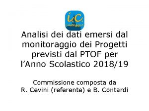 Analisi dei dati emersi dal monitoraggio dei Progetti