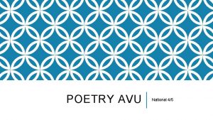 POETRY AVU National 45 STAGE 1 PICKING A