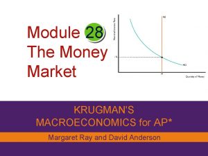 Module 28 The Money Market KRUGMANS MACROECONOMICS for