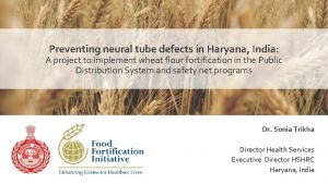 Preventing neural tube defects in Haryana India A