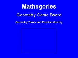 Mathegories Geometry Game Board Geometry Terms and Problem