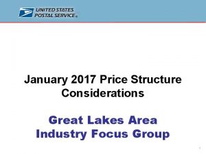 January 2017 Price Structure Considerations Great Lakes Area