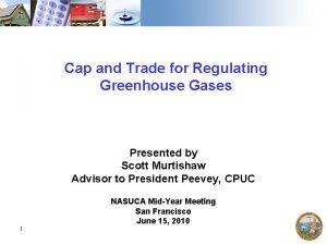Cap and Trade for Regulating Greenhouse Gases Presented