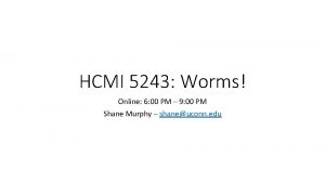 HCMI 5243 Worms Online 6 00 PM 9