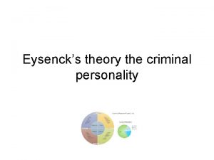 Eysencks theory the criminal personality Spec Basic principles