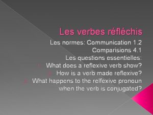 Les verbes rflchis Les normes Communication 1 2