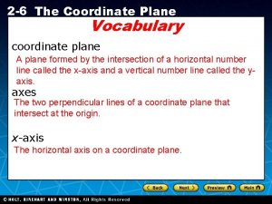 2 6 The Coordinate Plane Vocabulary coordinate plane