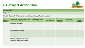 YTC Project Action Plan Project Title Project aim