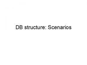 DB structure Scenarios Bargaining Zone Scenario 1 The