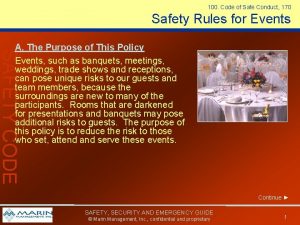 100 Code of Safe Conduct 170 Safety Rules