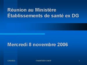 Runion au Ministre tablissements de sant ex DG