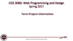 CGS 3066 Web Programming and Design Spring 2017