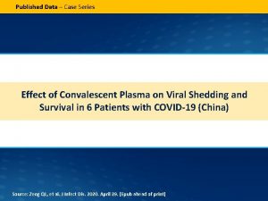 Published Data Case Series Effect of Convalescent Plasma