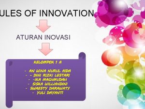 ULES OF INNOVATION ATURAN INOVASI KELOMPOK 1 A