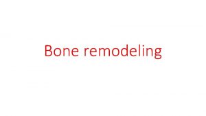 Bone remodeling Deposition of Bone by the Osteoblasts