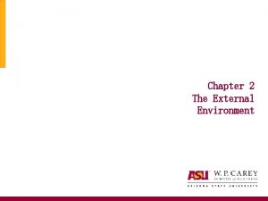Chapter 2 The External Environment External Analysis How