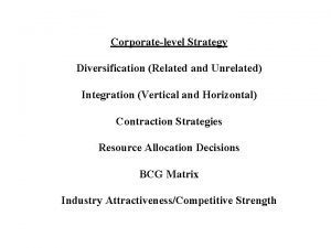 Corporatelevel Strategy Diversification Related and Unrelated Integration Vertical