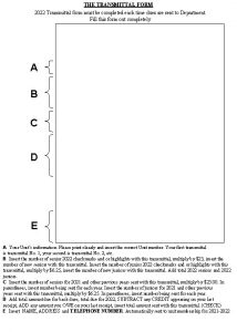 THE TRANSMITTAL FORM 2022 Transmittal form must be