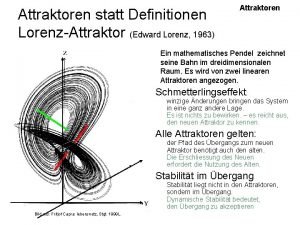 Attraktoren statt Definitionen LorenzAttraktor Edward Lorenz 1963 Attraktoren