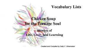 Vocabulary Lists Chicken Soup for the Teenage Soul