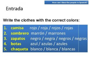 How can I describe people in Spanish Entrada