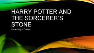 HARRY POTTER AND THE SORCERERS STONE Vocabulary in