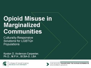 Opioid Misuse in Marginalized Communities CulturallyResponsive Solutions for