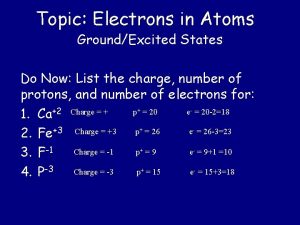 Topic Electrons in Atoms GroundExcited States Do Now