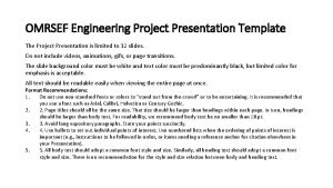 OMRSEF Engineering Project Presentation Template The Project Presentation