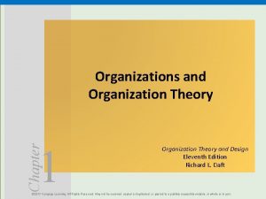 Organizations and Organization Theory Chapter 1 Organization Theory