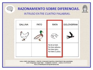 RAZONAMIENTO SOBRE DIFERENCIAS INTRUSO ENTRE CUATRO PALABRAS Autora