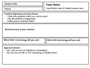 Solution Title Team Name Theme Team Member name