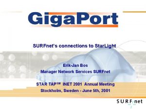 SURFnets connections to Star Light ErikJan Bos Manager