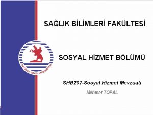 SALIK BLMLER FAKLTES SOSYAL HZMET BLM SHB 207