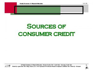Family Economics Financial Education Sources of consumer credit