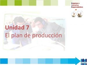 Unidad 7 El plan de produccin CONTENIDOS 1