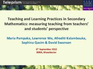Teaching and Learning Practices in Secondary Mathematics measuring