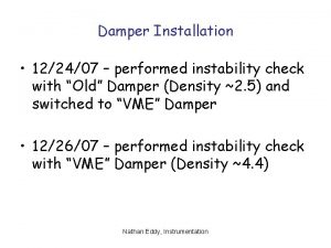 Damper Installation 122407 performed instability check with Old